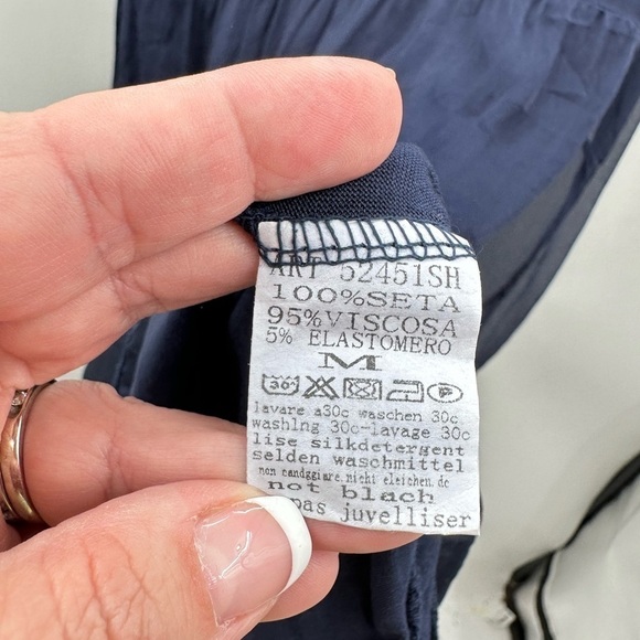 TEMPO PARIS SILK Vintage Navy quiet luxury sleeveless lightweight woman dress M - Picture 7 of 13